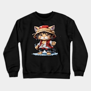 Cat and one piece Crewneck Sweatshirt